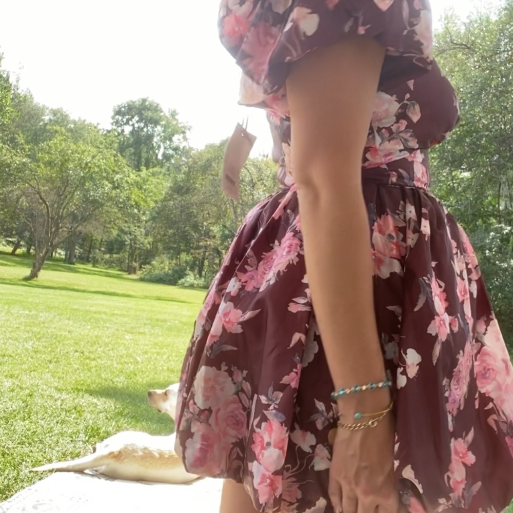 UFT/UFS Hansel Puff Sleeve Dress Oxblood - Picture 2 of 10